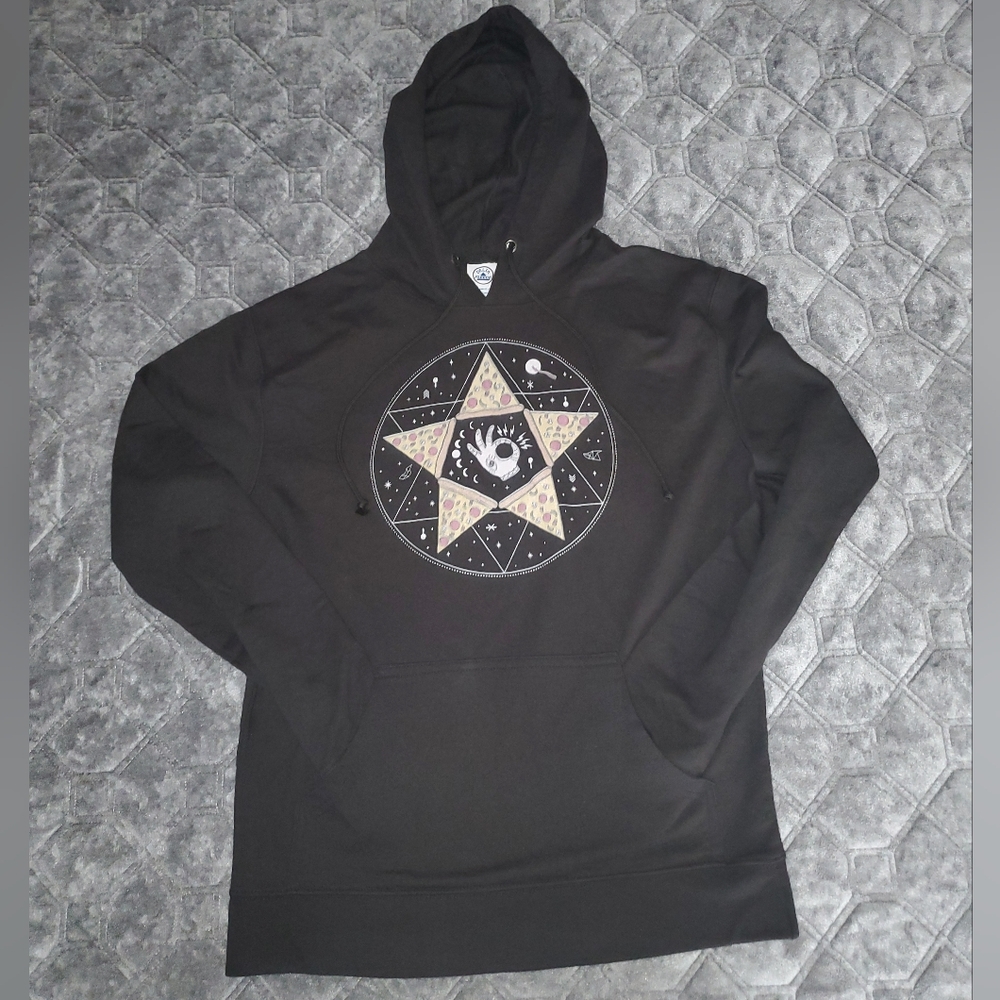 Pizza Pentagram Pullover Hoodie - Size M/L - Soft and Comfy - Moon - Cozy